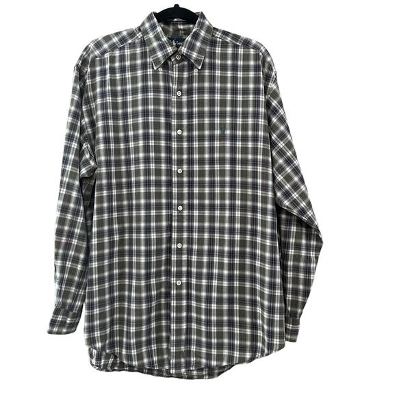 Ralph Lauren Blue Green Red Tartan Plaid Blake Button Down Shirt M - Picture 1 of 7